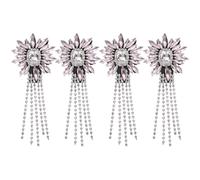 sourcing map Lot de 4 appliques en strass en cristal - 11 x 4 cm - Frange d'épaule, épaulette et chaîne à coudre - Pour robes de fête, vêtements, chaussures et loisirs créatifs - Rose