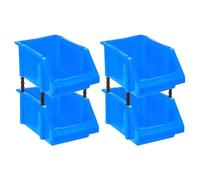 sourcing map Lot de 4 bacs de rangement muraux empilables en plastique pour garage, placard, tiroir, 21,1 x 13 x 10,9 cm, bleu