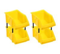 sourcing map Lot de 4 bacs de rangement muraux empilables en plastique pour garage, placard, tiroir, 21,1 x 13 x 10,9 cm, jaune