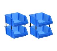 sourcing map Lot de 4 bacs de rangement muraux empilables en plastique pour garage, placard, tiroir, 21,1 x 20,6 x 10,9 cm, bleu