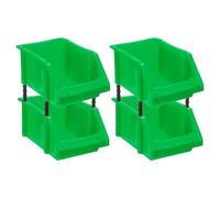 sourcing map Lot de 4 bacs de rangement muraux empilables en plastique pour garage, placard, tiroir, 21,1 x 13 x 10,9 cm, vert