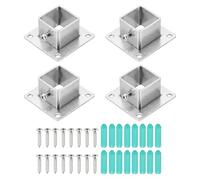 sourcing map Lot de 4 bases de poteau carrées en acier inoxydable de 1,8 mm - Supports de poteau robustes pour terrasse, clôture, balustrade - Montage de la main courante - Convient aux poteaux de 2,5