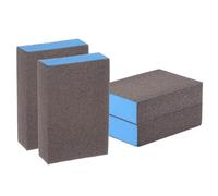 sourcing map Lot de 4 blocs d'éponge de ponçage grain 500-600, 100 x 70 x 25 mm, marron et bleu