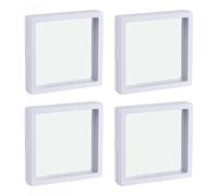 sourcing map Lot de 4 boîtes de présentation flottantes fines avec cadre en ABS Blanc 11 x 11 x 2 cm
