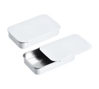 sourcing map Lot de 4 boîtes de rangement rectangulaires vides en métal, 7,9 x 5,1 x 1,5 cm, pour bonbons, cosmétiques, travaux manuels, blanc