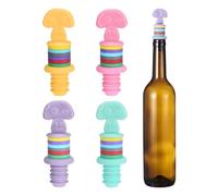 sourcing map Lot de 4 bouchons à vin en silicone en forme de champignon, multicolore