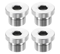 sourcing map Lot de 4 bouchons de tuyau en acier inoxydable 304 G3/8 - Filetage mâle intérieur - Tête hexagonale hexagonale - Avec anneau d'étanchéité pour tube d'air, eau, huile et gaz