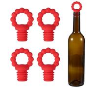 sourcing map Lot de 4 bouchons de vin en silicone en forme d'anneau, réutilisables, hermétiques, anti-fuites, avec bouchon de bouteille de bière pour bar, fête, rouge