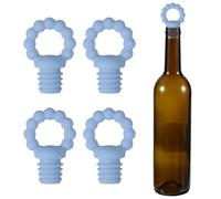 sourcing map Lot de 4 bouchons de vin en silicone en forme d'anneau, réutilisables, hermétiques, anti-fuites, avec bouchon de bouteille de bière pour bar, fête, bleu clair
