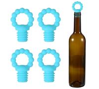 sourcing map Lot de 4 bouchons de vin en silicone en forme d'anneau, réutilisables, hermétiques, anti-fuites, avec bouchon de bouteille de bière pour bar, fête, bleu ciel