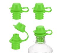sourcing map Lot de 4 bouchons de vin en silicone réutilisables anti-déversement avec bouchon de protection pour bouteilles de vin, bière, champagne, maison, cuisine, bar, vert
