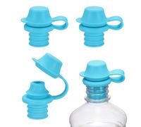sourcing map Lot de 4 bouchons de vin réutilisables en silicone anti-déversement avec bouchon de protection pour bouteilles de vin, bière, champagne, maison, cuisine, bar, bleu