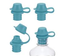 sourcing map Lot de 4 bouchons de vin réutilisables en silicone anti-déversement avec bouchon de protection pour bouteilles de vin, bière, champagne, maison, cuisine, bar, bleu foncé