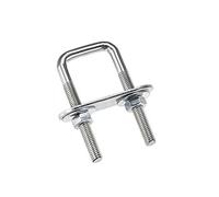 sourcing map Lot de 4 boulons en U carrés de 20 mm de largeur intérieure en acier au carbone M6 avec écrous, plaque de cadre, rondelles rondes