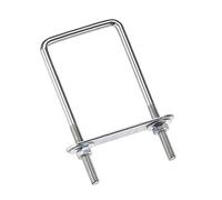 sourcing map Lot de 4 boulons en U carrés de 50 mm de largeur intérieure 150 mm de hauteur en acier carbone M6 avec écrous, plaque, rondelles