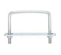 sourcing map Lot de 4 boulons en U carrés de 92 mm de largeur intérieure 80 mm de long M8 en acier au carbone zingué avec écrous et plaques, pour remorque de bateau