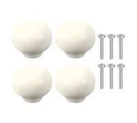 sourcing map Lot de 4 boutons d'armoire en céramique ronds de 3,3 cm avec vis de montage - Poignées de meubles modernes pour placard de cuisine, placard de cuisine, beige