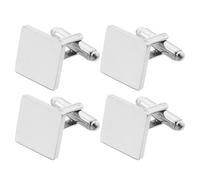 sourcing map Lot de 4 boutons de manchette carrés en acier inoxydable de 15 mm pour homme - Accessoires de mariage - Argenté