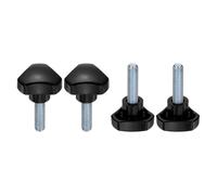 sourcing map Lot de 4 boutons de poignée triangulaires M8 x 30 mm (pas de 1,25 mm) en acier au carbone métrique, vis de serrage filetées pour travail du bois, noir