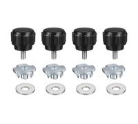 sourcing map Lot de 4 boutons de serrage moletés avec rondelles et écrous en T, M3 x 6 mm, tête en plastique de 14 mm, goujon en acier inoxydable 304, filetage mâle à vis sur tête filetée