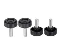 sourcing map Lot de 4 boutons de serrage moletés M10 x 20 mm Filetage mâle métrique 38 mm en plastique à tête ronde en acier au carbone Vis de serrage à la main Noir