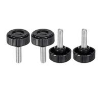 sourcing map Lot de 4 boutons de serrage moletés M10 x 25 mm Filetage mâle métrique 38 mm en plastique à tête ronde en acier au carbone Vis de serrage à la main Noir