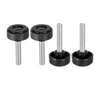 sourcing map Lot de 4 boutons de serrage moletés M10 x 45 mm Filetage mâle métrique 38 mm en plastique à tête ronde en acier au carbone Vis de serrage à la main Noir