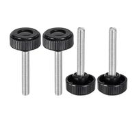 sourcing map Lot de 4 boutons de serrage moletés M10 x 50 mm Filetage mâle métrique 38 mm Tête ronde en plastique Acier carbone Tige filetée Poignée Vis de serrage à la main Noir