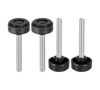 sourcing map Lot de 4 boutons de serrage moletés M10 x 60 mm Filetage mâle métrique 38 mm Tête ronde en plastique Acier carbone Tige filetée Poignée Vis de serrage à la main Noir