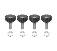 sourcing map Lot de 4 boutons de serrage moletés, M5 x 16 mm, vis moletées en acier inoxydable 304, filetage mâle, 22 mm de large, boulons de poignée moletée avec rondelles pour remplacement de base