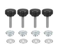 sourcing map Lot de 4 boutons de serrage moletés M5 x 25 mm, tête de 22 mm avec rondelles et écrous en T