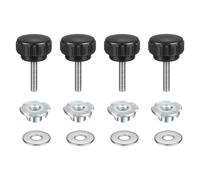 sourcing map Lot de 4 boutons de serrage moletés M5 x 25 mm Tête de 25 mm avec rondelles et écrous en T