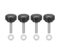 sourcing map Lot de 4 boutons de serrage moletés, M5 x 25 mm, vis moletées métriques en acier inoxydable 304, vis moletées de 22 mm de large, avec rondelles pour remplacement de base de parapluie de