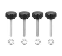 sourcing map Lot de 4 boutons de serrage moletés, M5 x 35 mm, vis moletées métriques en acier inoxydable 304, vis moletées de 22 mm de large, avec rondelles pour remplacement de base de parapluie de