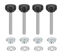 sourcing map Lot de 4 boutons de serrage moletés M5 x 40 mm Tête de 18 mm avec rondelles et écrous en T