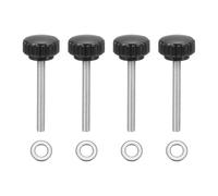 sourcing map Lot de 4 boutons de serrage moletés, M5 x 45 mm, vis moletées métriques en acier inoxydable 304, vis moletées de 22 mm de large, avec rondelles pour remplacement de base de parapluie de