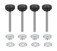 sourcing map Lot de 4 boutons de serrage moletés M5 x 50 mm, tête de 22 mm avec rondelles et écrous en T