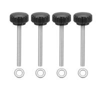 sourcing map Lot de 4 boutons de serrage moletés, M5 x 50 mm, vis moletées métriques en acier inoxydable 304, vis moletées de 22 mm de large, avec rondelles pour remplacement de base de parapluie de