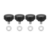 sourcing map Lot de 4 boutons de serrage moletés, M5 x 8 mm, vis moletées en acier inoxydable 304, filetage mâle, 22 mm de large, boulons de poignée moletée avec rondelles pour remplacement de base de