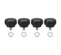 sourcing map Lot de 4 boutons de serrage moletés, M5 x 8 mm, vis moletées métriques en acier inoxydable 304, 25 mm de large, poignée moletée, boulons de poignée avec rondelles pour remplacement de