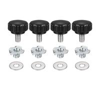 sourcing map Lot de 4 boutons de serrage moletés M6 x 10 mm Tête de 22 mm avec rondelles et écrous en T