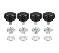 sourcing map Lot de 4 boutons de serrage moletés M6 x 10 mm Tête de 25 mm avec rondelles et écrous en T