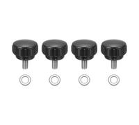 sourcing map Lot de 4 boutons de serrage moletés, M6 x 10 mm, vis moletées en acier inoxydable 304, vis moletées de 25 mm de large, avec rondelles pour remplacement de base de parapluie de machine