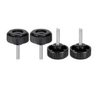 sourcing map Lot de 4 boutons de serrage moletés M6 x 20 mm Filetage mâle métrique 38 mm Tête ronde en plastique Acier carbone Tige filetée Poignée Vis de serrage à la main Noir