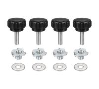 sourcing map Lot de 4 boutons de serrage moletés M6 x 20 mm Tête de 25 mm avec rondelles et écrous en T