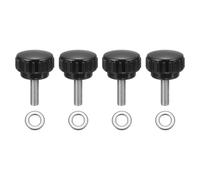 sourcing map Lot de 4 boutons de serrage moletés, M6 x 20 mm, vis moletées métriques en acier inoxydable 304, 25 mm de large, poignée moletée, boulons avec rondelles pour remplacement de base de