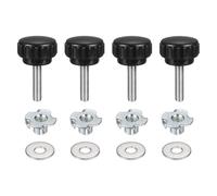 sourcing map Lot de 4 boutons de serrage moletés M6 x 25 mm Tête de 25 mm avec rondelles et écrous en T