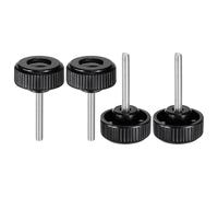 sourcing map Lot de 4 boutons de serrage moletés M6 x 40 mm Filetage mâle métrique 38 mm en plastique à tête ronde en acier au carbone Vis de serrage à la main Noir