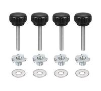 sourcing map Lot de 4 boutons de serrage moletés M6 x 40 mm Tête de 25 mm avec rondelles et écrous en T