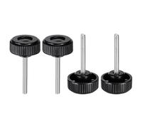 sourcing map Lot de 4 boutons de serrage moletés M6 x 50 mm Filetage mâle métrique 38 mm Tête ronde en plastique Acier carbone Tige filetée Poignée Vis de serrage à la main Noir